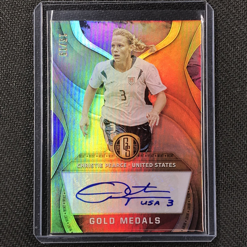 2019-20 Gold Standard Soccer CHRISTIE PEARCE Gold Medals Auto 15/19-Cherry Collectables