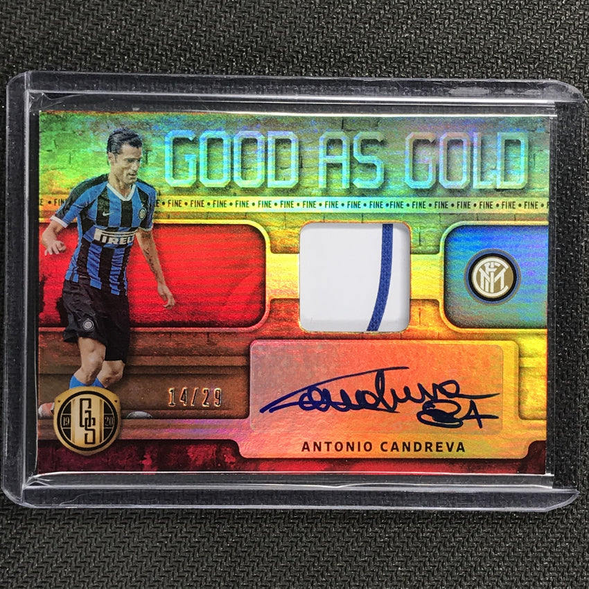 2019-20 Gold Standard Soccer ANTONIO CANDREVA Good As Gold Patch Relic Auto 14/29-Cherry Collectables