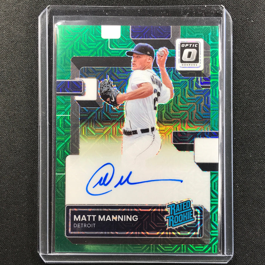 2022 Donruss Optic Matt Manning Rated Rookie Signatures Auto Green Mojo 26/88
