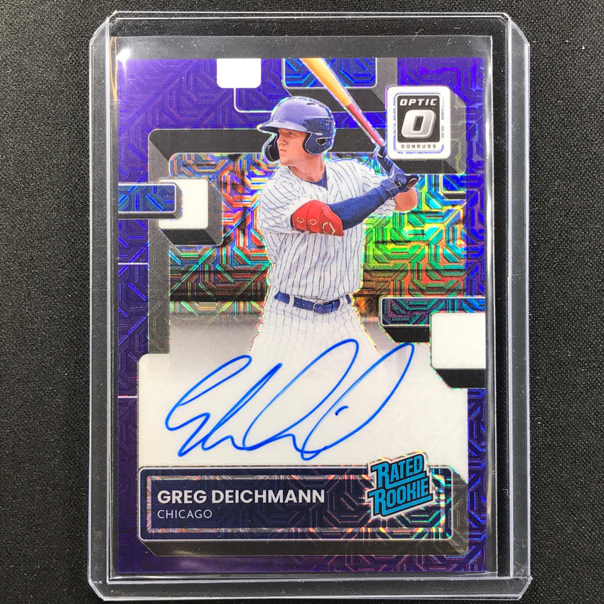 2022 Donruss Optic Greg Deichmann Rated Rookie Signatures Auto Purple Mojo 74/88