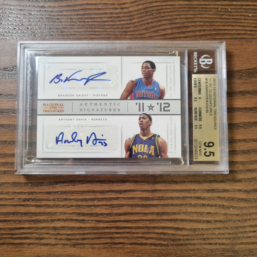 2012-13 National Treasures Anthony Davis Knight Dual Auto Rookie 44/49 BGS 9.5/10