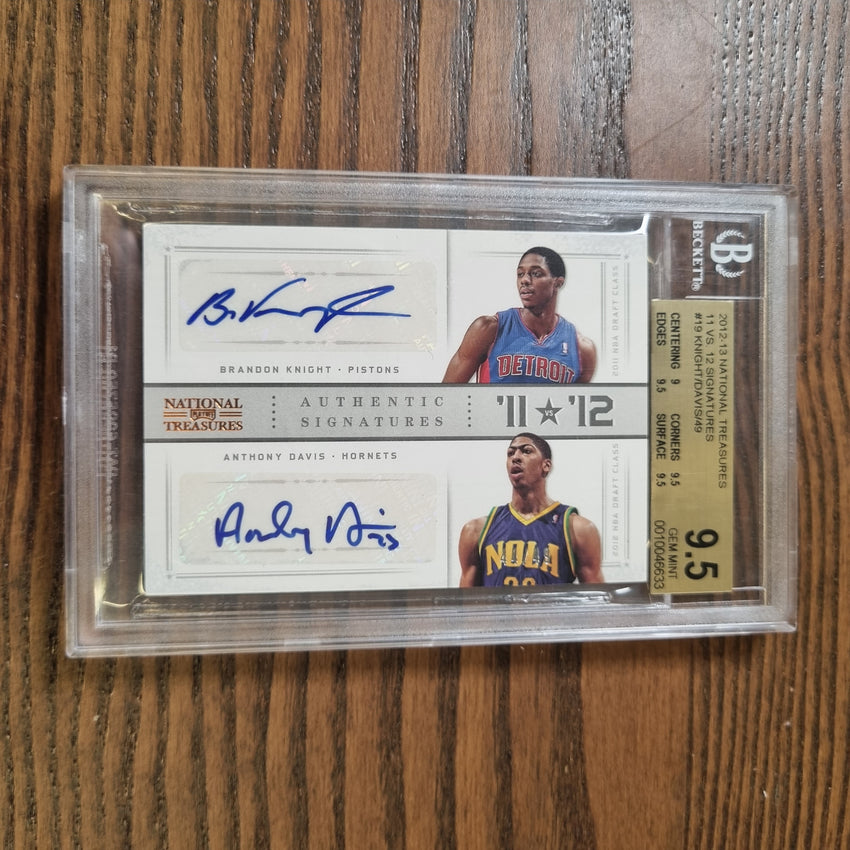 2012-13 National Treasures Anthony Davis Knight Dual Auto Rookie 44/49 BGS 9.5/10