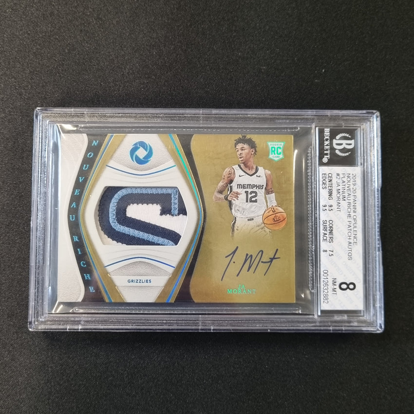 2019-20 Opulence Ja Morant Nouveau Riche Rookie Patch Auto Platinum 1/1 BGS 8/10