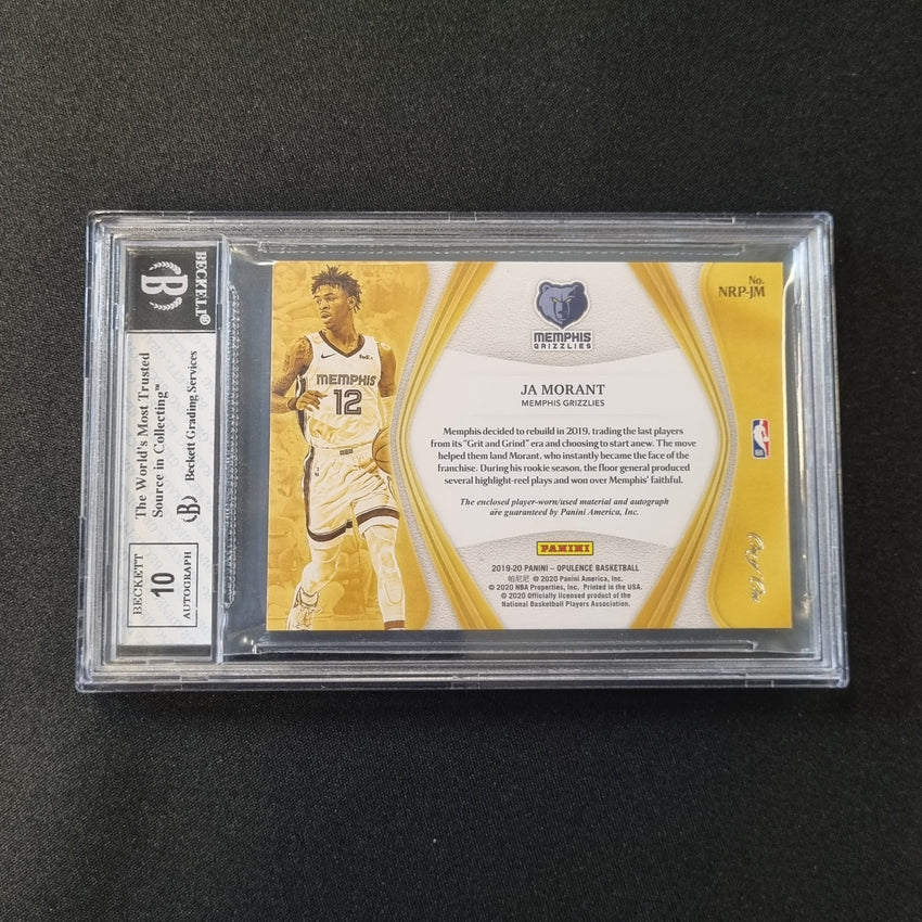 2019-20 Opulence Ja Morant Nouveau Riche Rookie Patch Auto Platinum 1/1 BGS 8/10