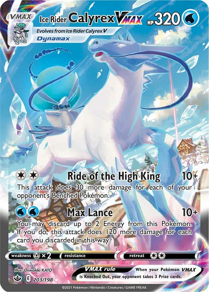 ALTERNATE ART Ice Rider Calyrex VMAX - 203/198 - Secret Rare Chilling Reign