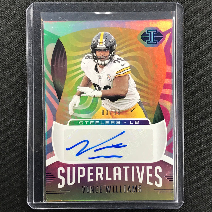 2021 Illusions Vince Williams Superlatives Signs Auto Blue 83/99