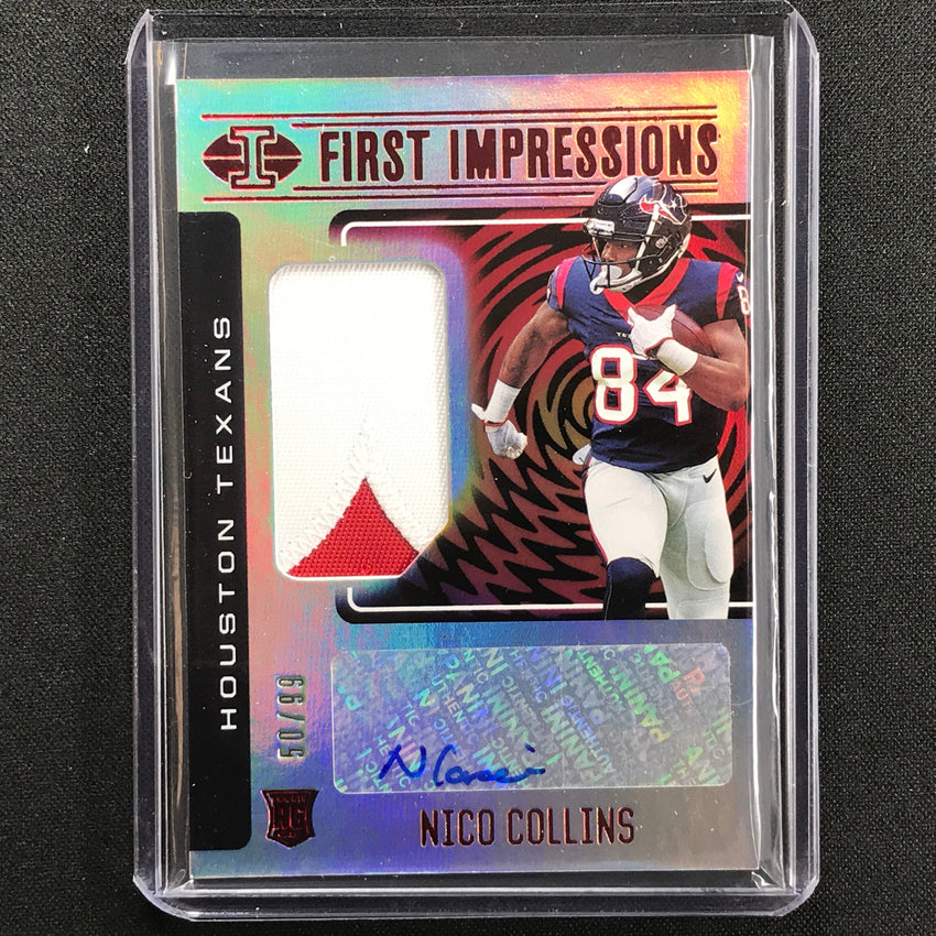 2021 Illusions Nico Collins First Impressions Rookie Patch Auto Red 50/99