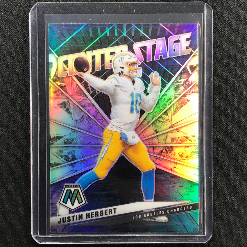 2021 Mosaic JUSTIN HERBERT Center Stage Silver Prizm #9