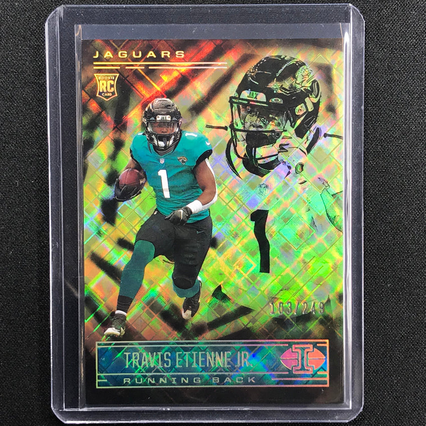 2021 Illusions Travis Etienne Jr Rookie Trophy Collection Yellow Diamond 103/249