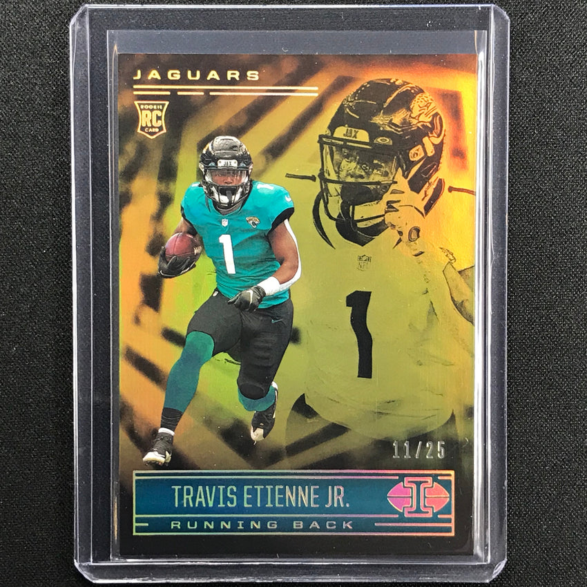 2021 Illusions Travis Etienne Jr. Rookie Trophy Collection Gold 11/25