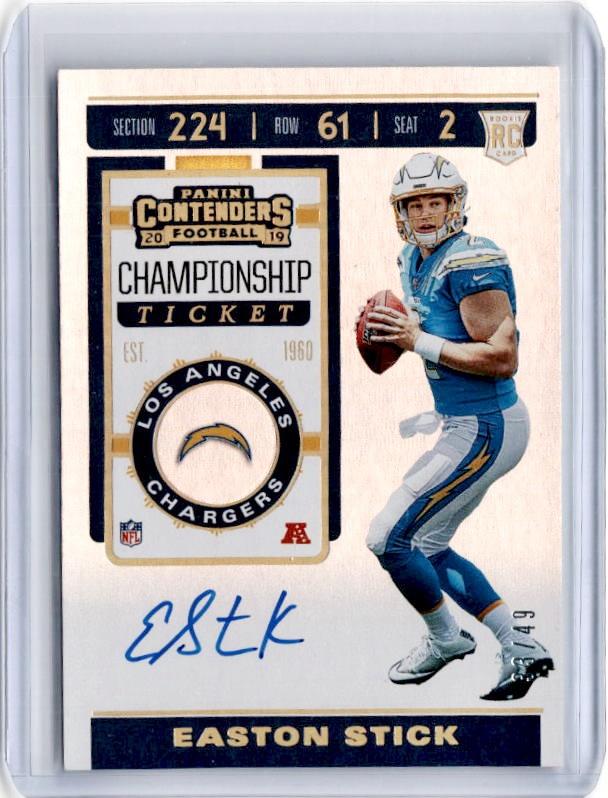 2019 Contenders EASTON STICK Championship Ticket Rookie Auto 33/49-Cherry Collectables