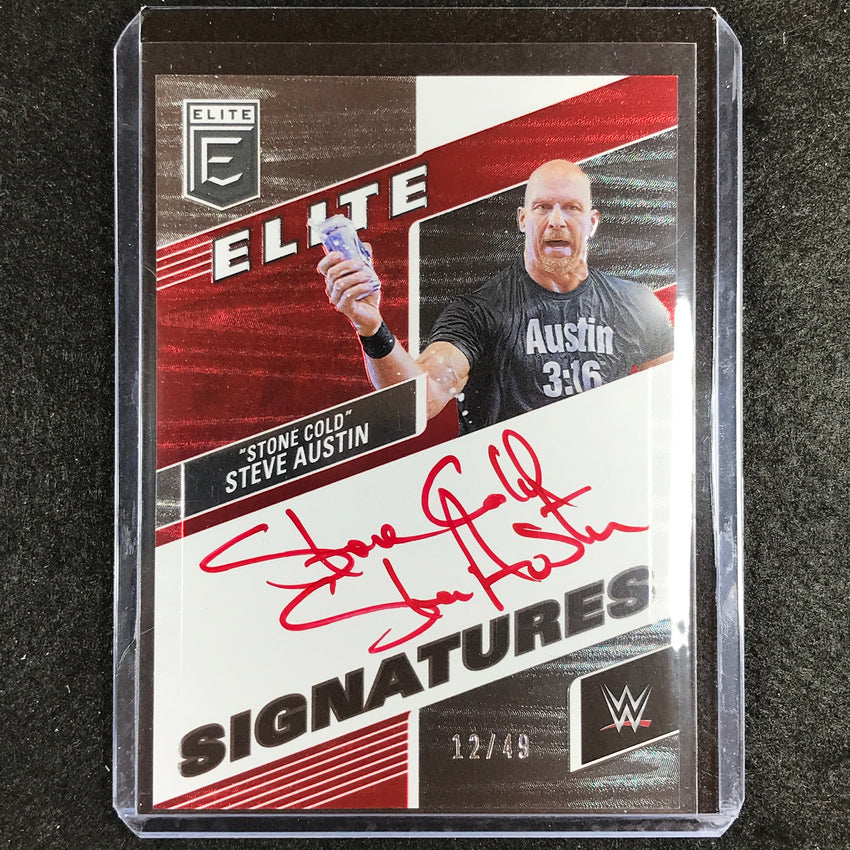 2023 Donruss Elite WWE Stone Cold Steve Austin Elite Signatures Auto Red 12/49