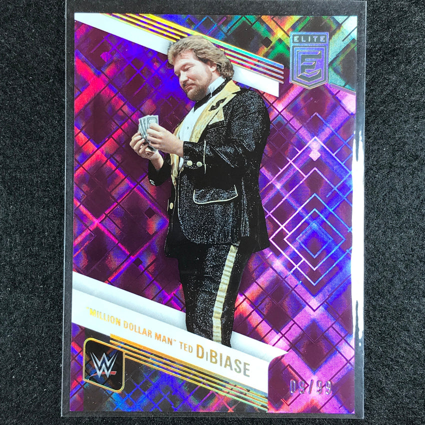2023 Donruss Elite WWE Million Dollar Man Ted Dibiase Base Purple 9/99 No 124