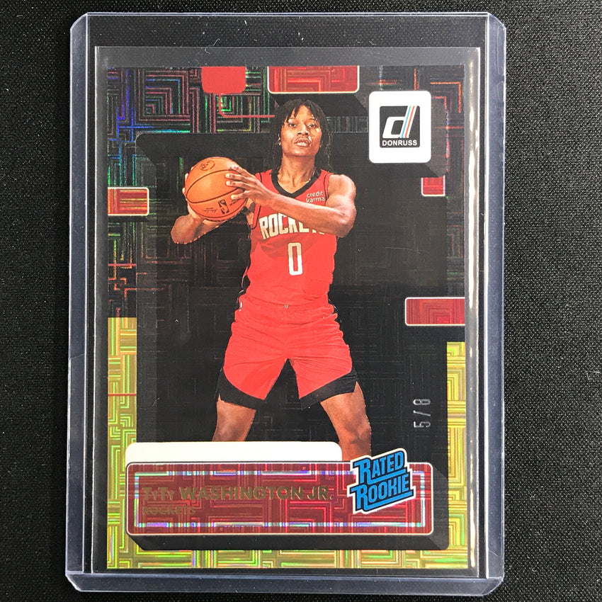 2022-23 Donruss Tyty Washington Jr. Rated Rookie Choice Infinite Black Gold 5/8