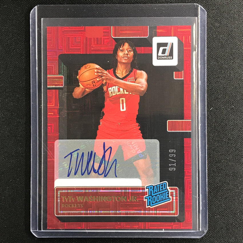 2022-23 Donruss Tyty Washington Jr Rated Rookie Signatures Choice Red Auto 91/99