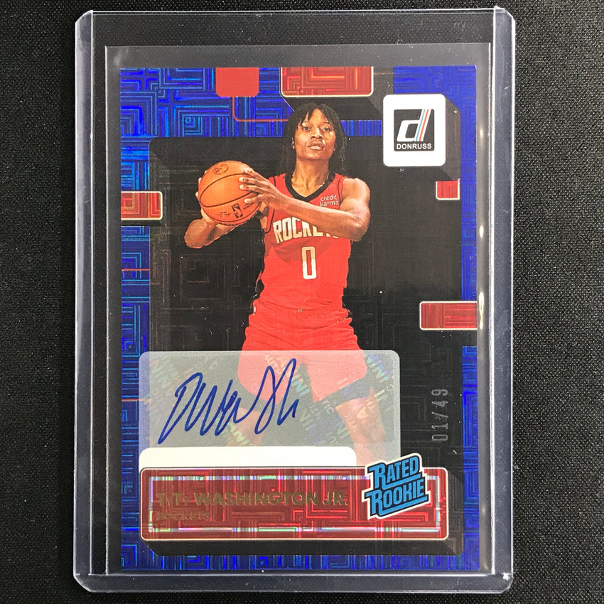 2022-23 Donruss Tyty Washington Jr Rated Rookie Signatures Choice Blue Auto 1/49