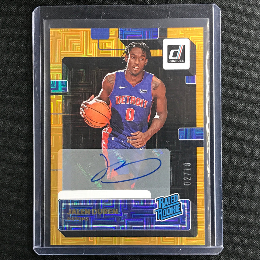 2022-23 Donruss Jalen Duren Rated Rookie Signatures Choice Gold Auto 2/10