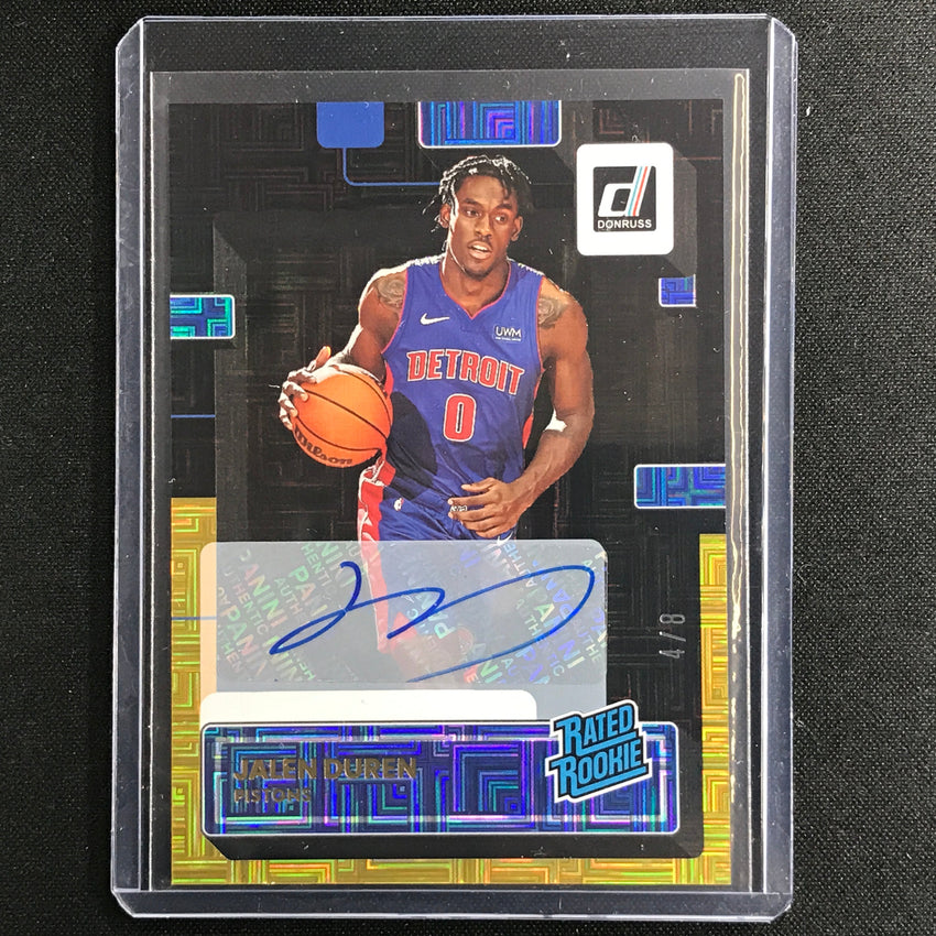 2022-23 Donruss Jalen Duren Rated Rookie Signatures Choice Black Gold Auto 4/8