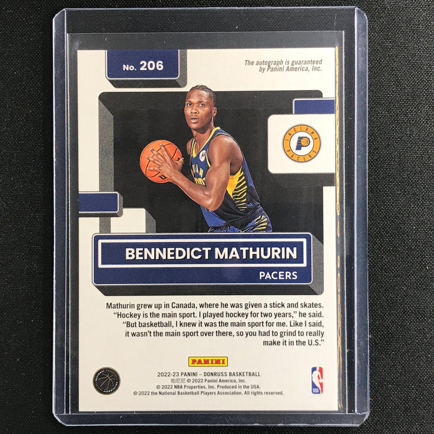 2022-23 Donruss Bennedict Mathurin Rated Rookie Signature Choice Blue Auto 21/49