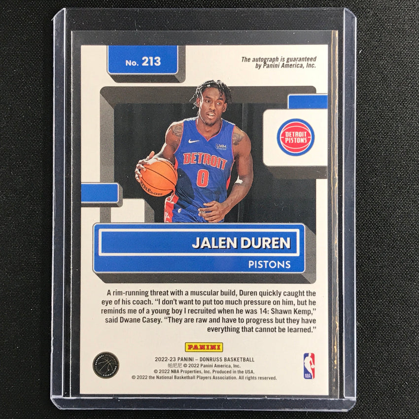 2022-23 Donruss Jalen Duren Rated Rookie Signatures Choice Gold Auto 2/10