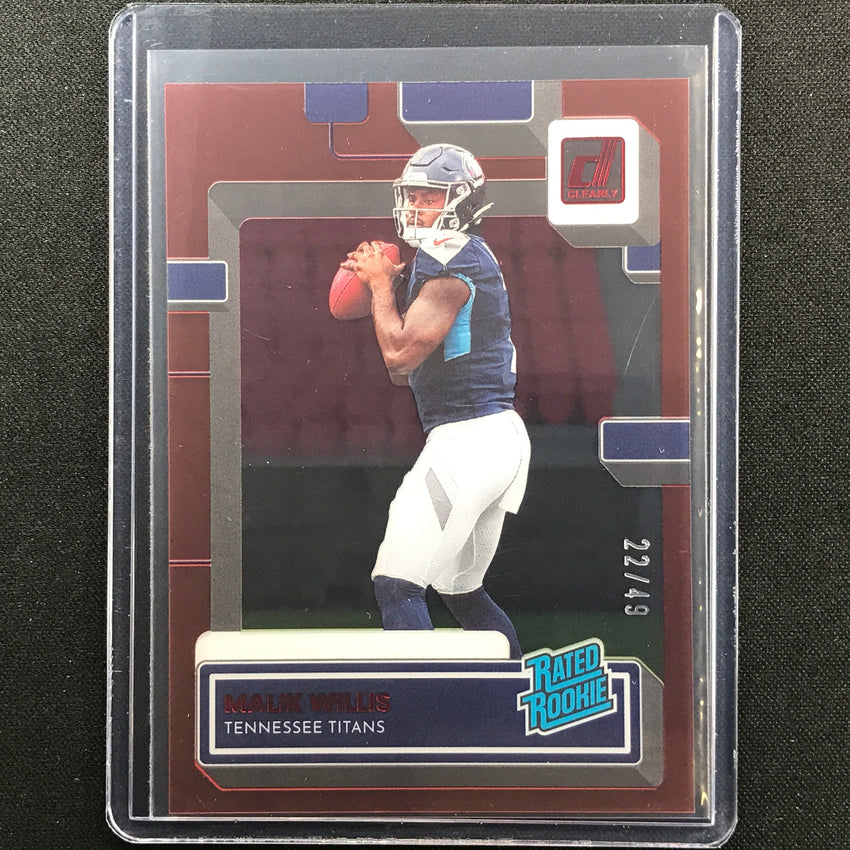 2022 Clearly Donruss Malik Willis Rated Rookie Red 22/49