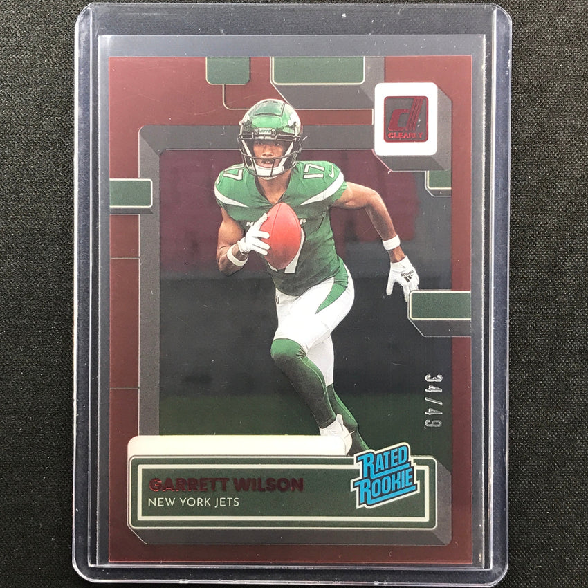 2022 Clearly Donruss Garrett Wilson Rated Rookie Red 34/49