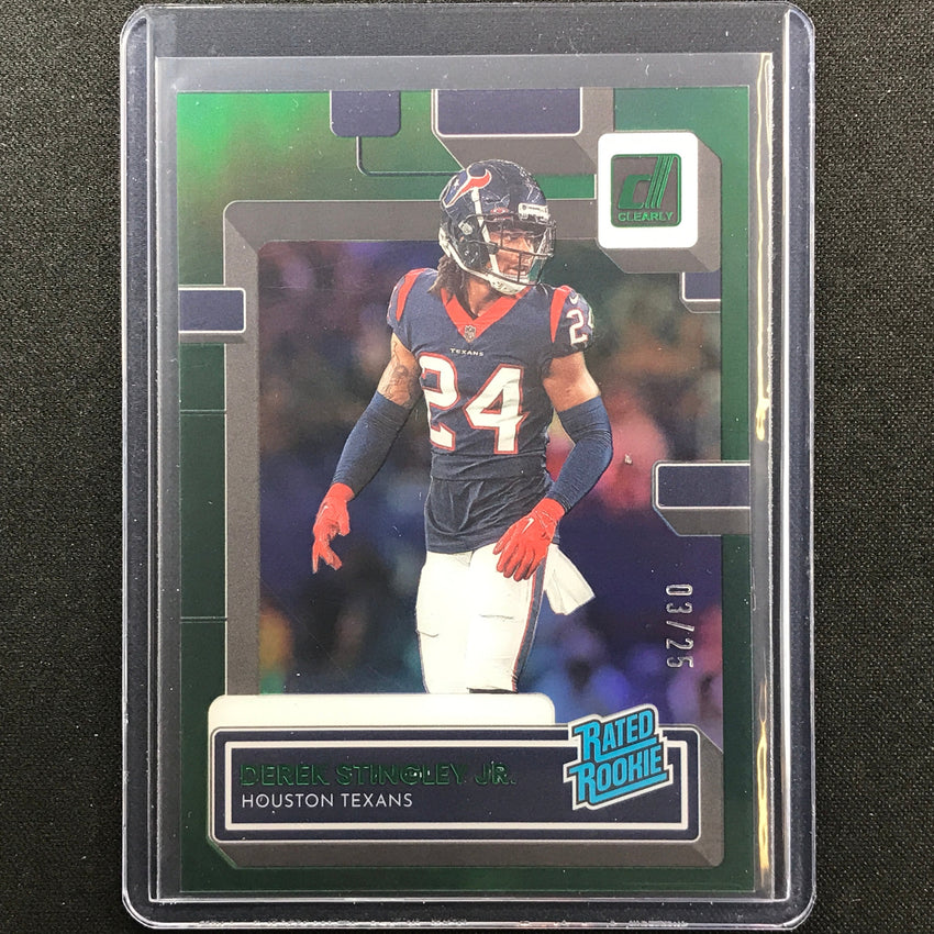 2022 Clearly Donruss Derek Stingley Jr. Rated Rookie Green 3/25