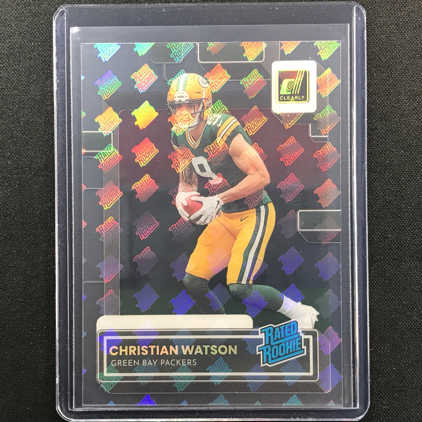 2022 Clearly Donruss Christian Watson Rated Rookie Holo Rr Logo Sp No 69