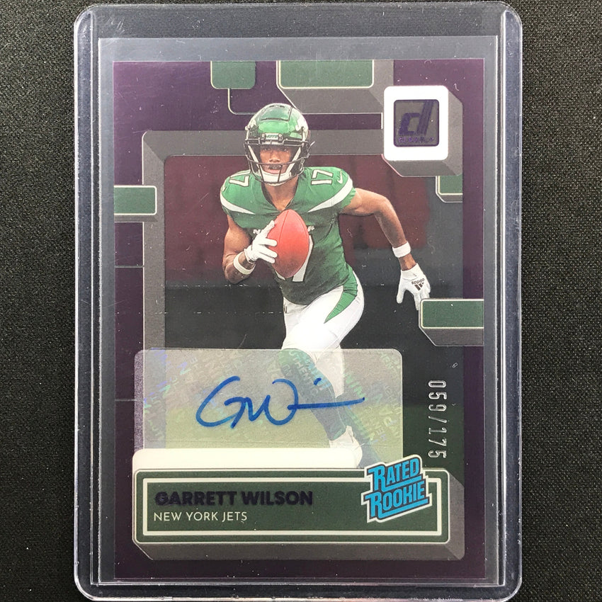 2022 Clearly Donruss Garrett Wilson Rated Rookie Signatures Auto Purple 59/175