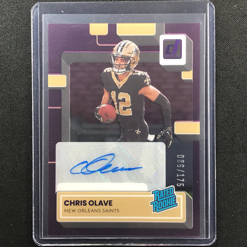 2022 Clearly Donruss Chris Olave Rated Rookie Signatures Auto Purple 86/175