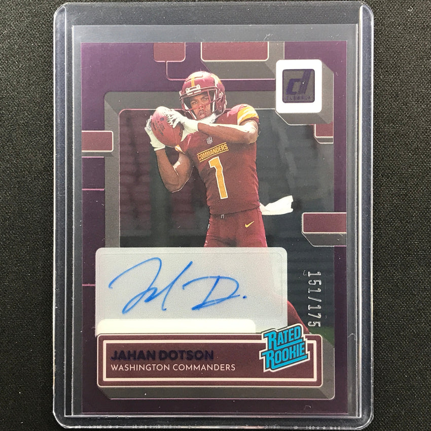 2022 Clearly Donruss Jahan Dotson Rated Rookie Signatures Auto Purple 151/175