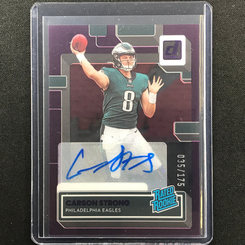 2022 Clearly Donruss Carson Strong Rated Rookie Signatures Auto Purple 35/175