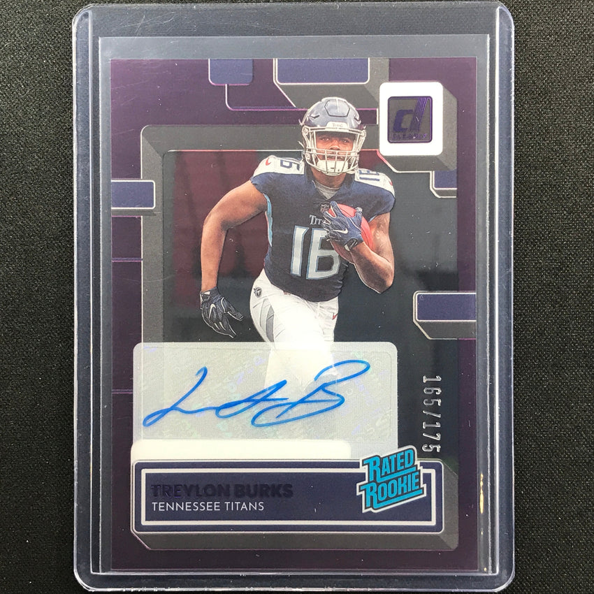 2022 Clearly Donruss Treylon Burks Rated Rookie Signatures Auto Purple 165/175