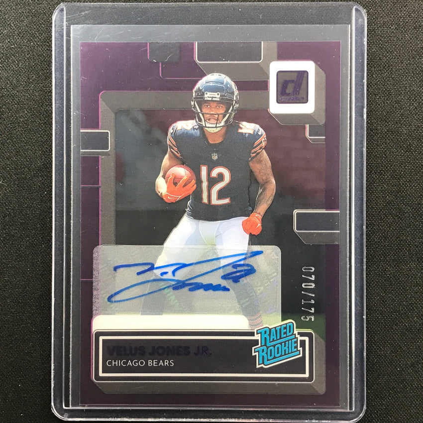 2022 Clearly Donruss Velus Jones Jr. Rated Rookie Signatures Auto Purple 70/175