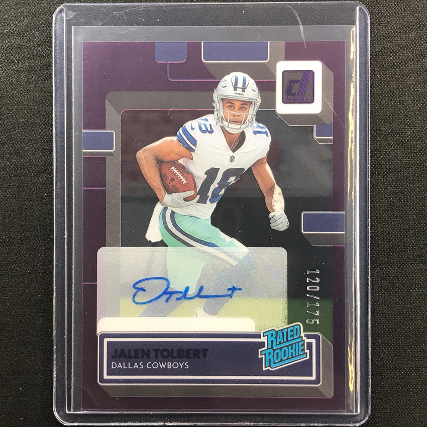 2022 Clearly Donruss Jalen Tolbert Rated Rookie Signatures Auto Purple 120/175