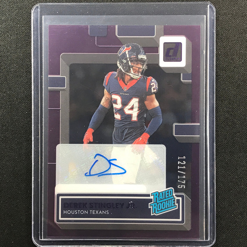 2022 Clearly Donruss Derek Stingley Jr. Rated Rookie Auto Purple 121/175