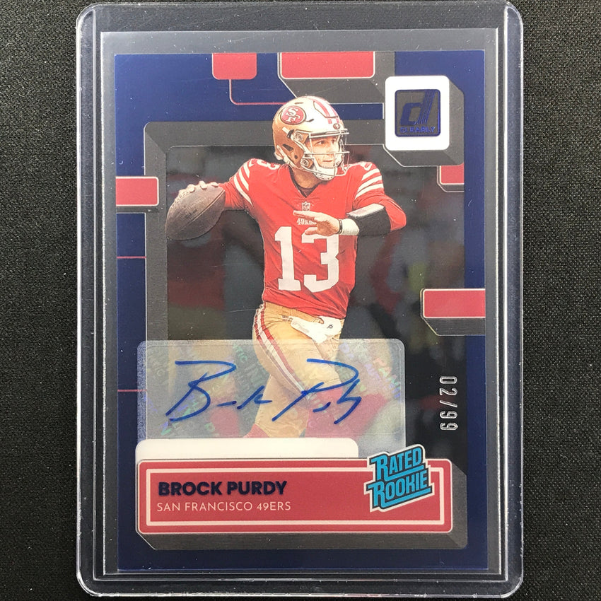 2022 Clearly Donruss Brock Purdy Rated Rookie Signatures Auto Blue 2/99