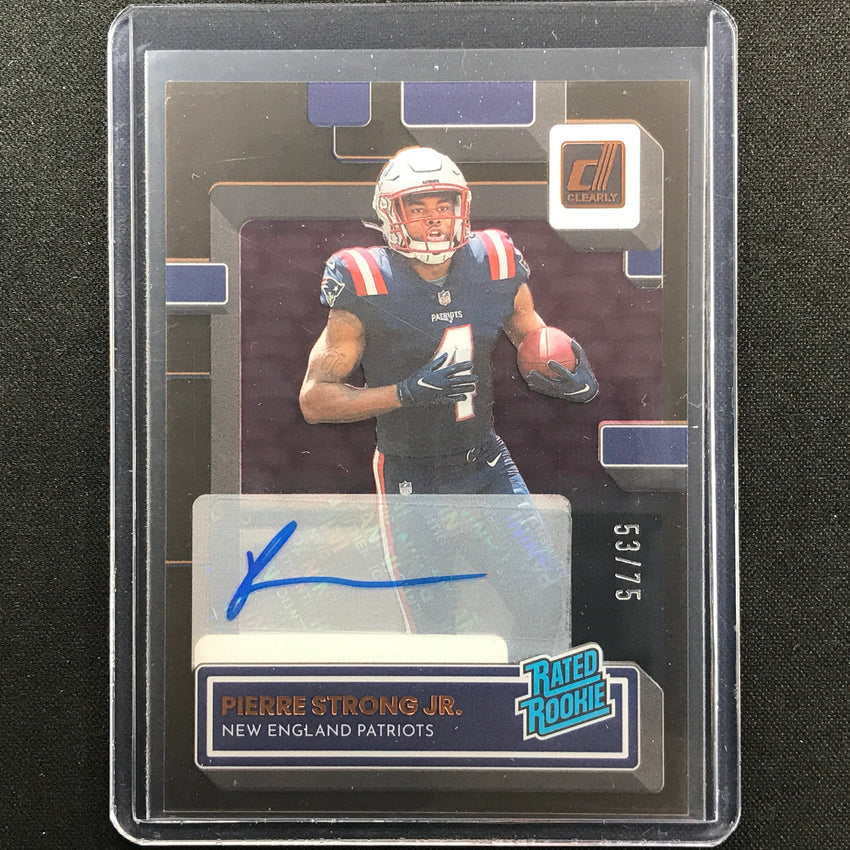 2022 Clearly Donruss Pierre Strong Jr. Rated Rookie Auto Orange Bronze 53/75