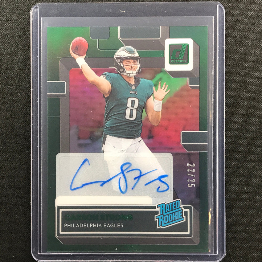 2022 Clearly Donruss Carson Strong Rated Rookie Signatures Auto Green 22/25