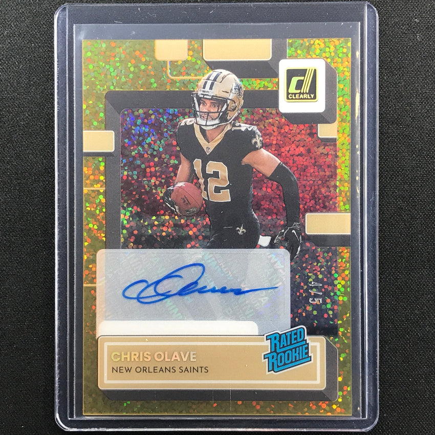 2022 Clearly Donruss Chris Olave Rated Rookie Auto Holo Gold Sparkle 4/5