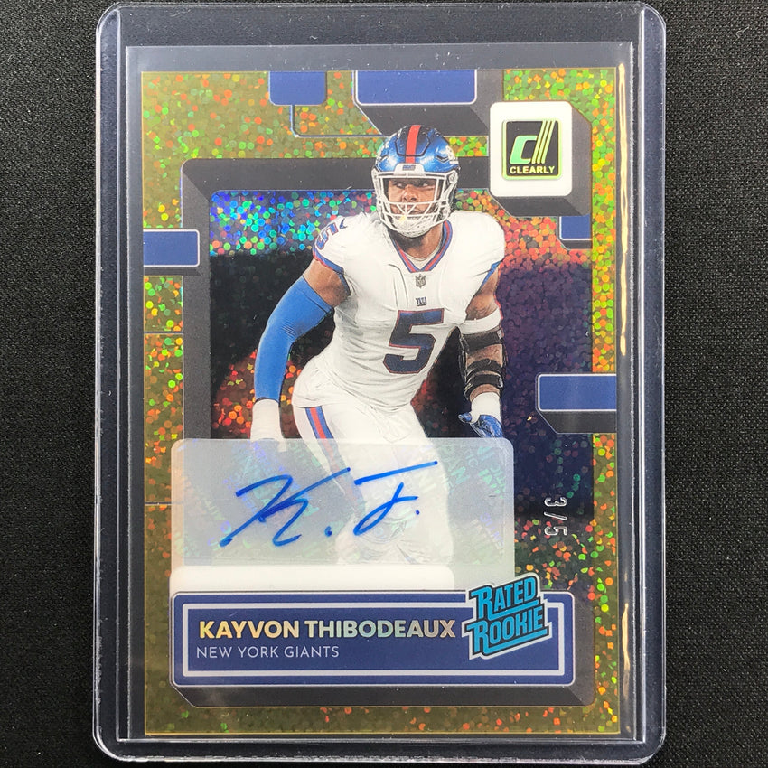 2022 Clearly Donruss Kayvon Thibodeaux Rated Rookie Auto Holo Gold Sparkle 3/5