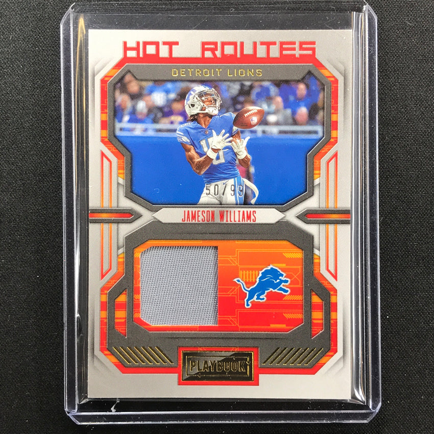 2022 Playbook Jameson Williams Hot Routes Rookie Jersey Gold 50/99