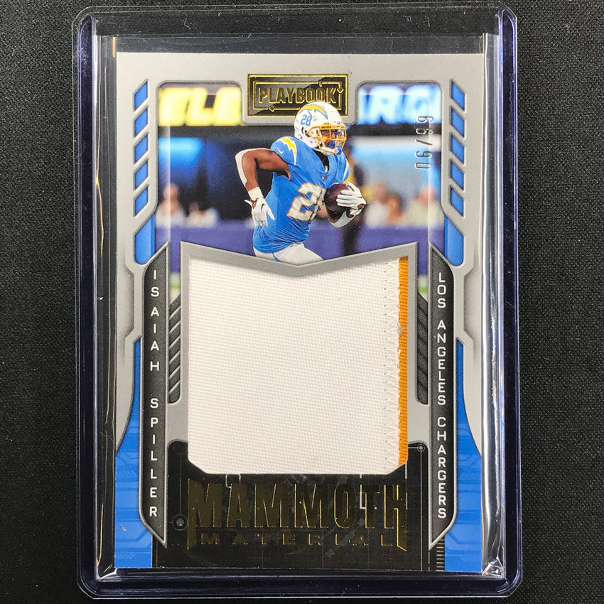 2022 Playbook Isaiah Spiller Mammoth Material Rookie Jersey Patch Gold 6/99