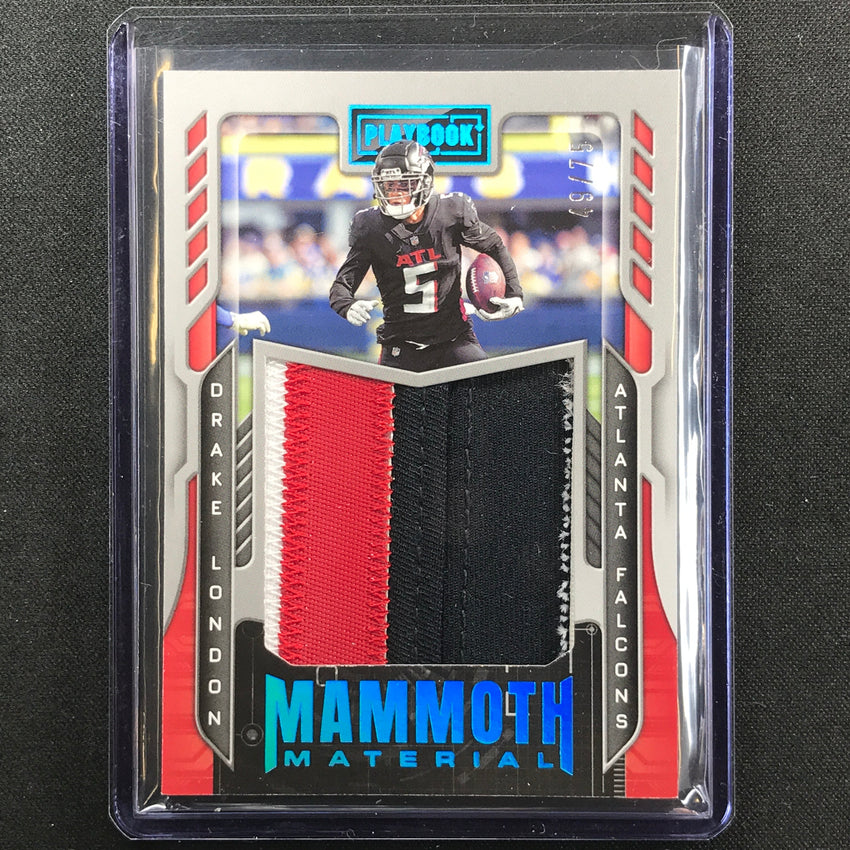 2022 Playbook Drake London Mammoth Material Rookie Jersey Patch Platinum 49/75
