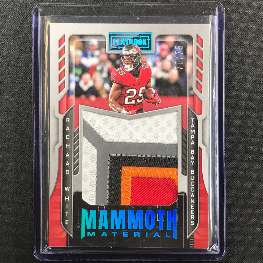 2022 Playbook Rachaad White Mammoth Material Rookie Jersey Patch Platinum 70/75