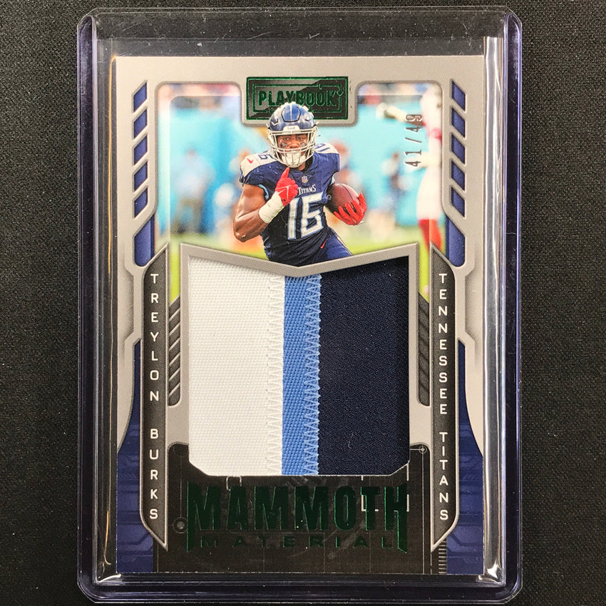 2022 Playbook Treylon Burks Mammoth Material Rookie Jersey Patch Green 41/49