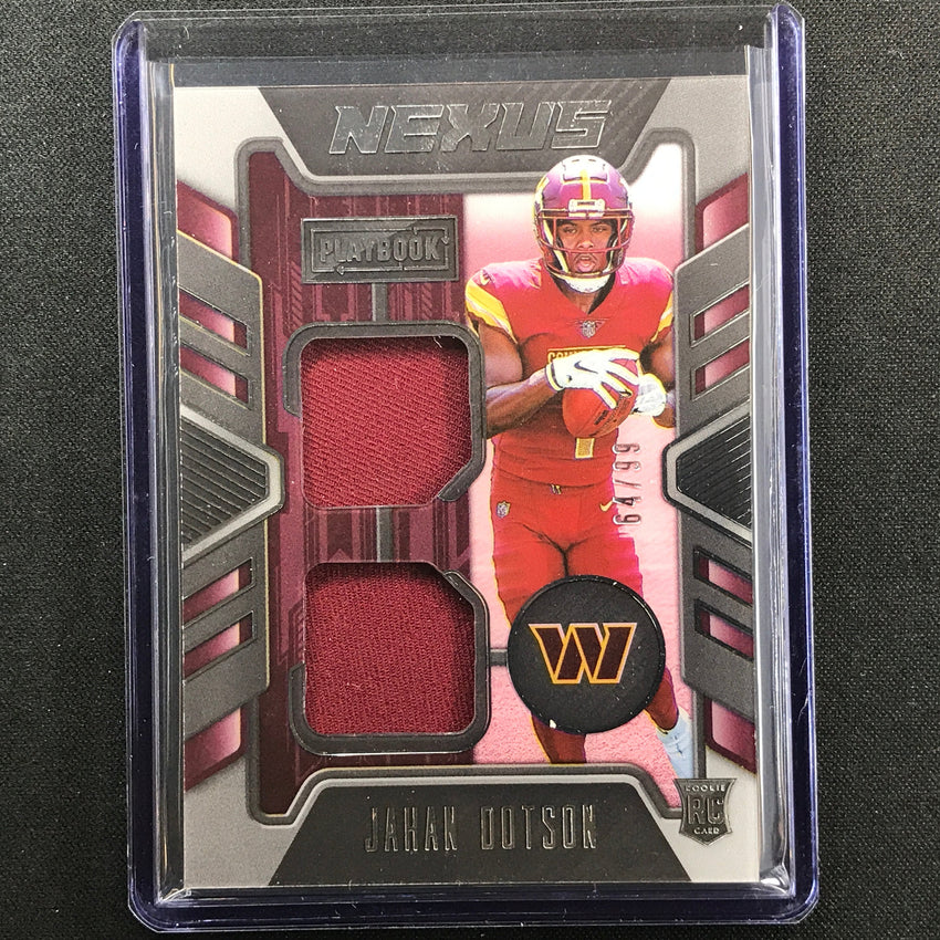 2022 Playbook Jahan Dotson Nexus Dual Rookie Jersey Silver 64/99
