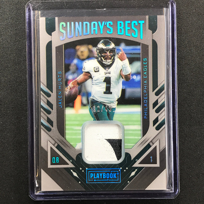 2022 Playbook Jalen Hurts Sundays Best Jersey Patch Platinum 12/49