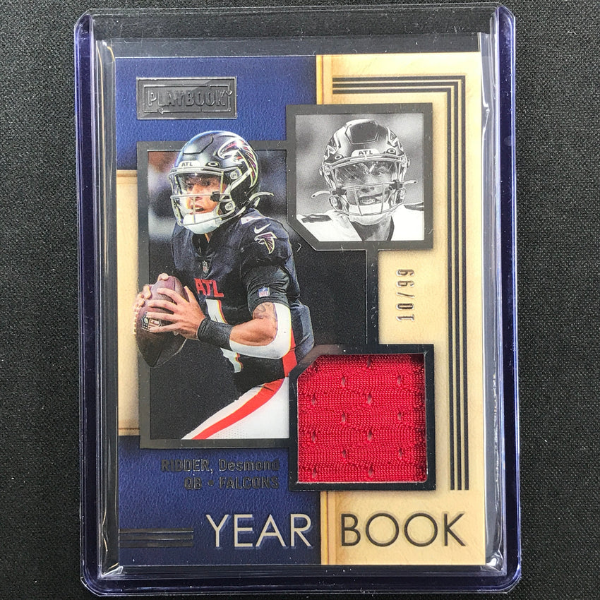 2022 Playbook Desmond Ridder Yearbook Swatches Rookie Jersey Silver 10/99