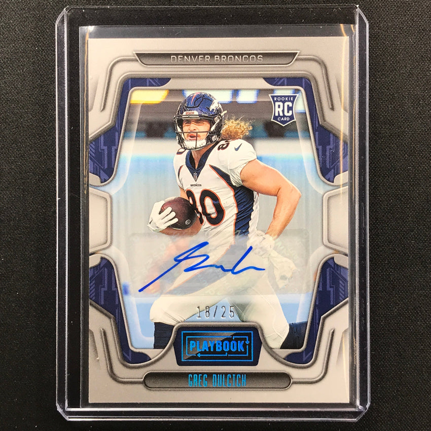 2022 Playbook Greg Dulcich Base Rookie Signatures Auto Platinum 18/25